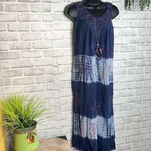 Riviera Sun Batik Tie Dye Sequins Dress Sundress Cover Up Plus Size OS Hippie